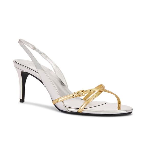 Schutz Cassie Mid Sandal in Prata & Ouro Claro Orch EUC Size 6 - Picture 1 of 13